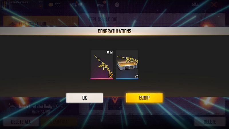 Gamers can obtain these from the 7HRRYQ8ZSXHE code (Image via Free Fire)
